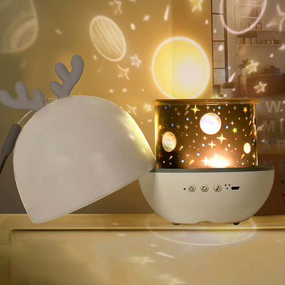 مصباح طاولة LED ABS دائري قابل للإسقاط للأطفال المبدعين المعاصرين على شكل أرنب وغزال لغرفة النوم 