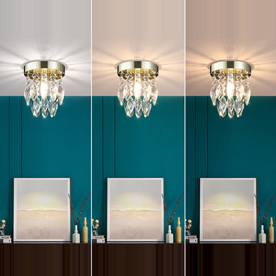 Lustre de plafond semi-encastré à 1 lumière avec carillon éolien en cristal et métal contemporain de luxe pour salon 