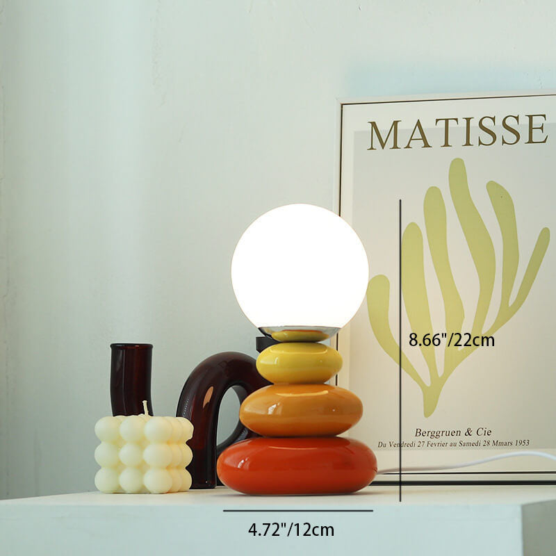 Nordic Creative Keramik Bunte Gestapelte Steine LED USB Tischlampe 