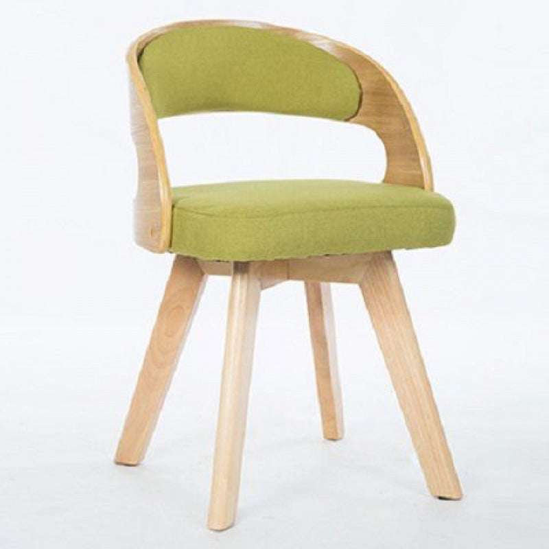 Chaise de salle à manger contemporaine en tissu nordique avec pieds en bois évasés et dossier courbé pour salle à manger 