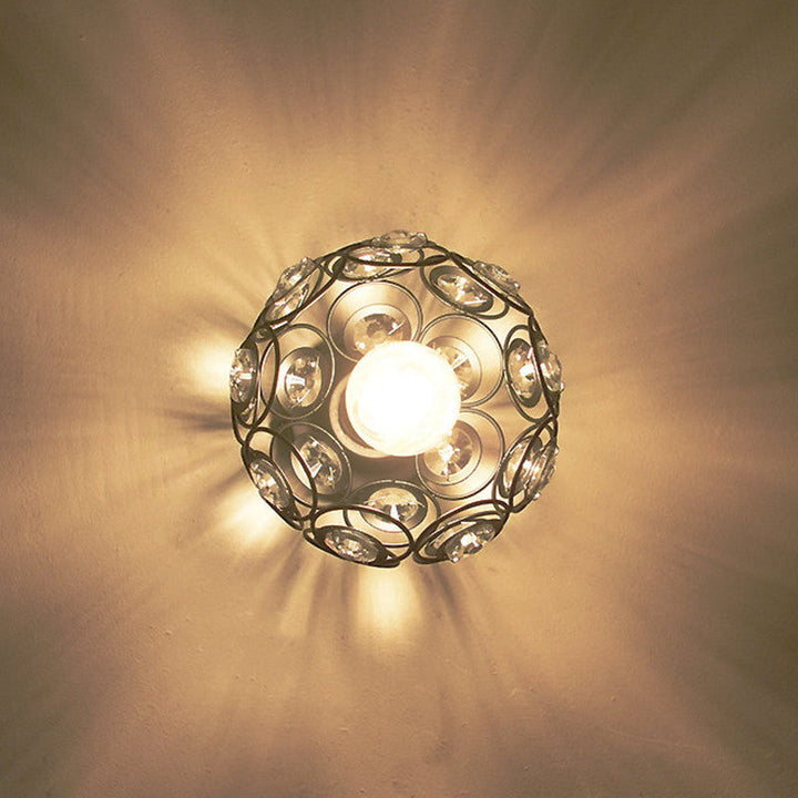 Moderne minimalistische runde Kuppel Eisen Kristall 1-Licht Semi-Flush Mount Deckenleuchte für Wohnzimmer 