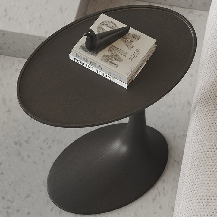 Modern Minimalist Oval Ash Wood End Table For Living Room