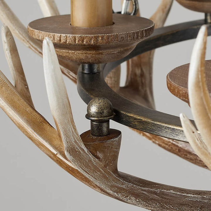 Candelabro de isla de 6 luces con soporte de vela de asta industrial de resina, hierro y acrílico 