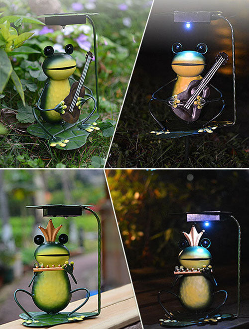 Outdoor Solar Frog Iron LED Garden Ground Insert Landscape Light