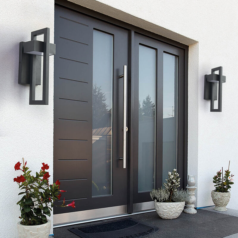 Lámpara de Aplique de Pared Impermeable LED de Acero Inoxidable con Marco Geométrico Minimalista Moderno para Patio Exterior 
