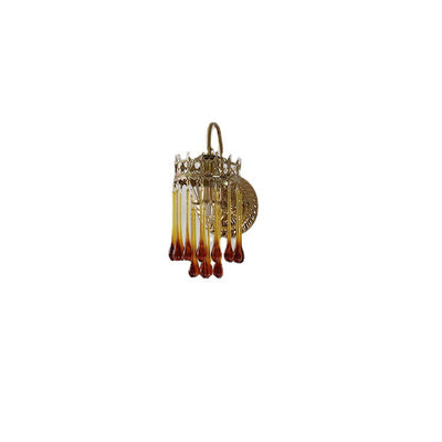 French Romantic Brown Water Drop Glass 1-Light Wall Sconce Lamp