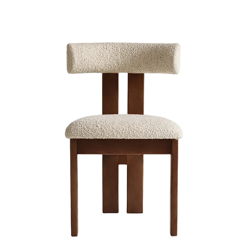 Chaise de salle à manger contemporaine scandinave semi-ronde en bois massif avec dossier en éponge à haute résilience en laine d&