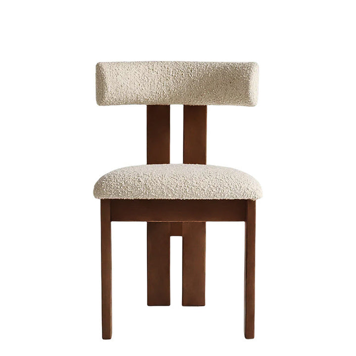 Chaise de salle à manger contemporaine scandinave semi-ronde en bois massif avec dossier en éponge à haute résilience en laine d&