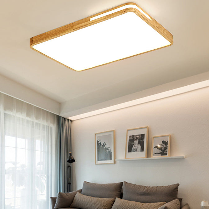 Moderne unbedeutende quadratische hölzerne Acryl-LED-Unterputz-Deckenleuchte für Schlafzimmer 