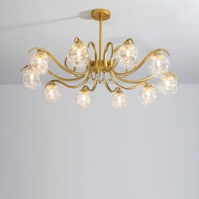 Nordic Light Luxury Magic Bean Glass Gold Branch 6/8/10 Light Chandelier