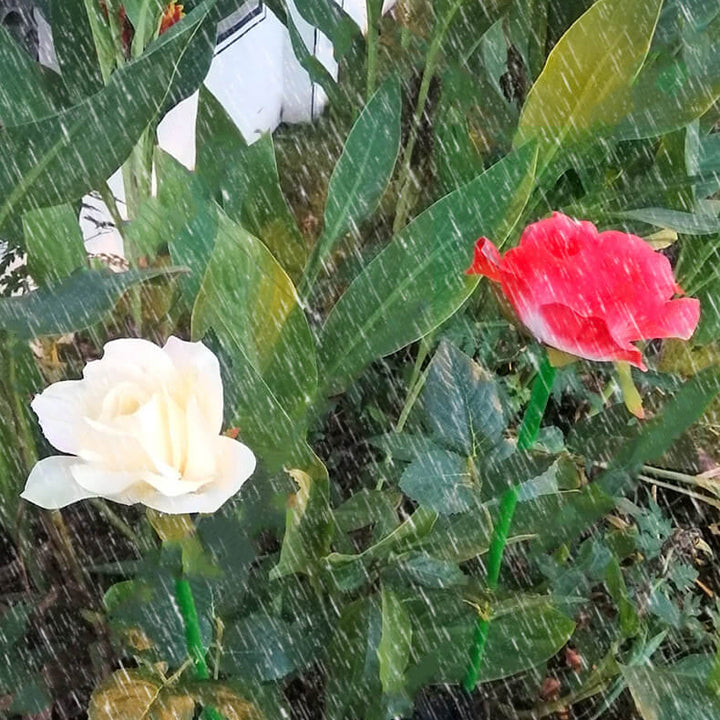 Luz Solar Moderna de Jardín Rosa LED con Enchufe de Tierra para Exteriores 