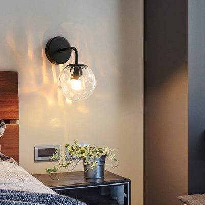 Contemporary Scandinavian Round Ball Iron Glass 1-Light Wall Sconce Lamp For Bedroom
