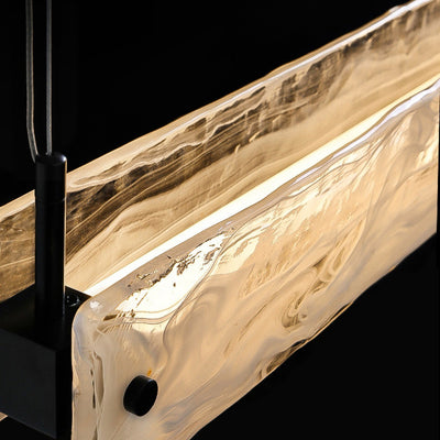 Moderne minimalistische lange Streifen Eisen Aluminium Glas LED Insel Licht Pendelleuchte für Arbeitszimmer 