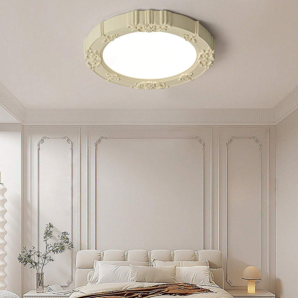 Luz de techo LED empotrada moderna minimalista con patrón redondo de hierro, resina y acrílico para dormitorio 