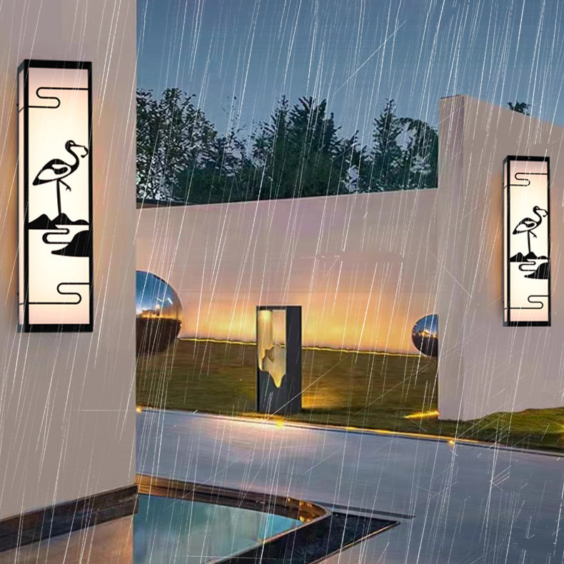 مصباح حائط LED مقاوم للماء بظل مستطيل على شكل رافعة صينية تقليدية للفناء الخارجي 