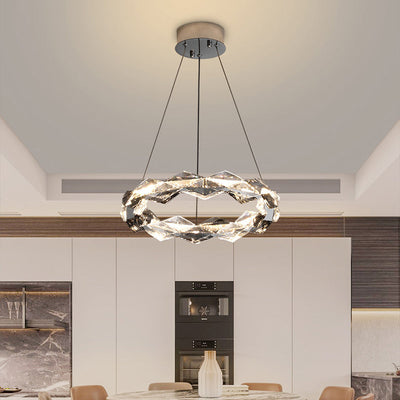 Moderner minimalistischer runder LED-Kronleuchter aus Kristalleisen für Wohnzimmer 