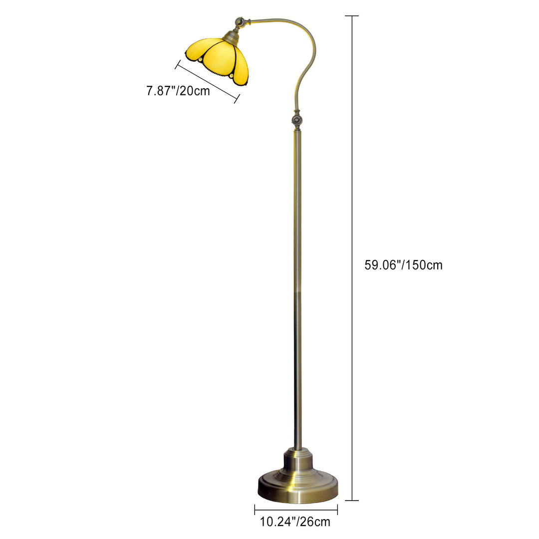 Lampe de sol traditionnelle Tiffany Floral en fer et verre à 1 lumière pour chambre à coucher 