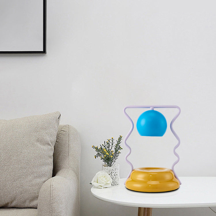Lampe de table contemporaine en fer créatif en forme de champignon avec base en céramique à 1 lumière pour faire fondre de la cire pour chambre à coucher 