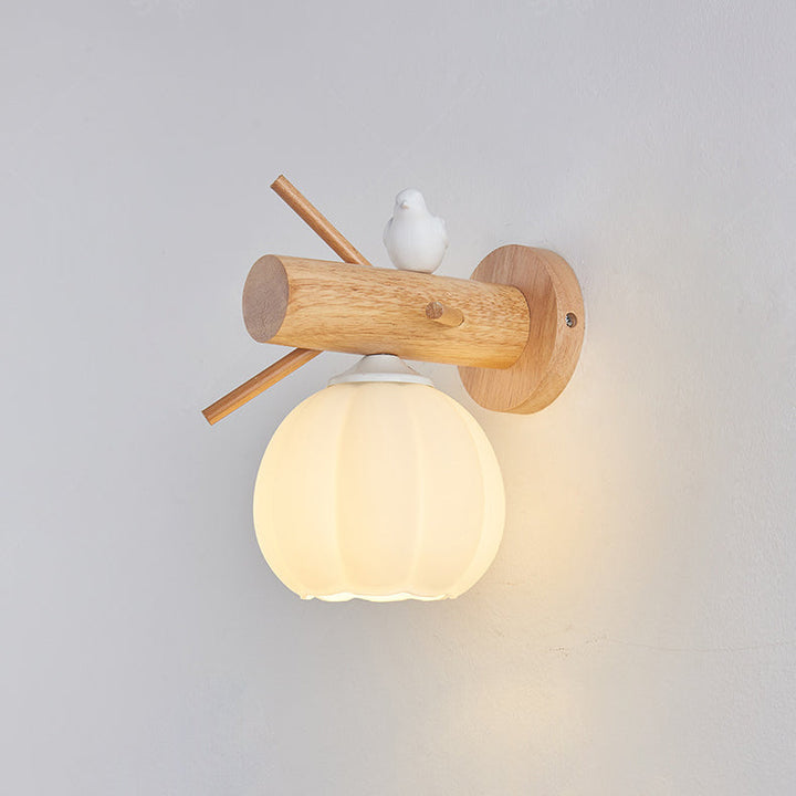 Lampe murale 1 lumière en bois PE avec citrouille minimaliste moderne pour chambre 