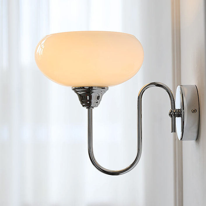 Contemporary Nordic Round Dome Iron Glass 1-Light Wall Sconce Lamp For Bedroom