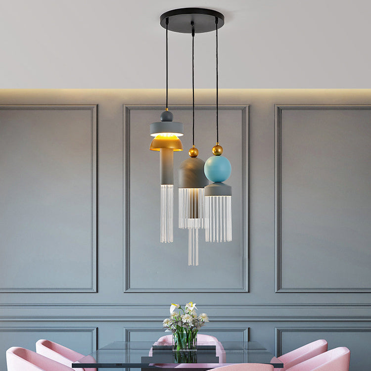 ثريا LED من الألومنيوم بتصميم غير منتظم عصري وزجاجي لقاعة المعيشة 