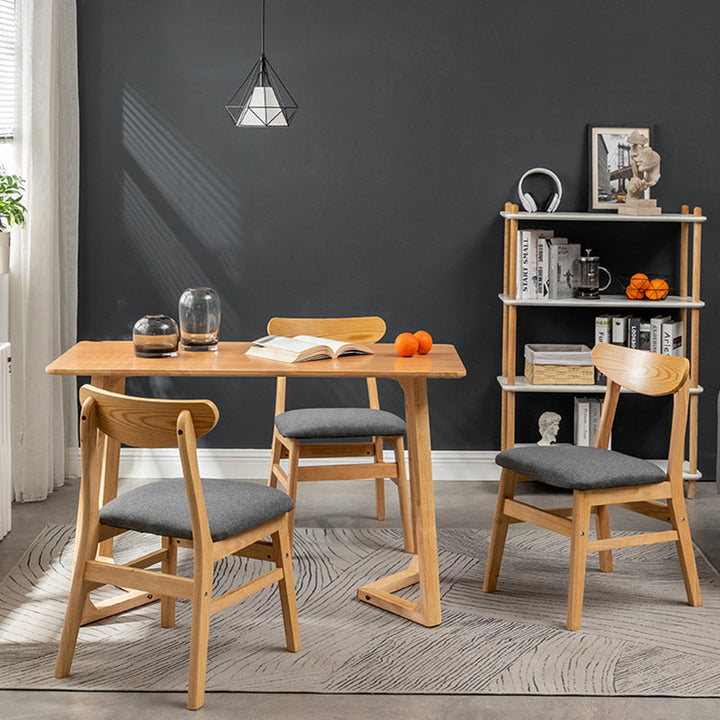 Chaise de salle à manger contemporaine rétro carrée avec dossier en lin rembourré et cadre en bois pour salle à manger 
