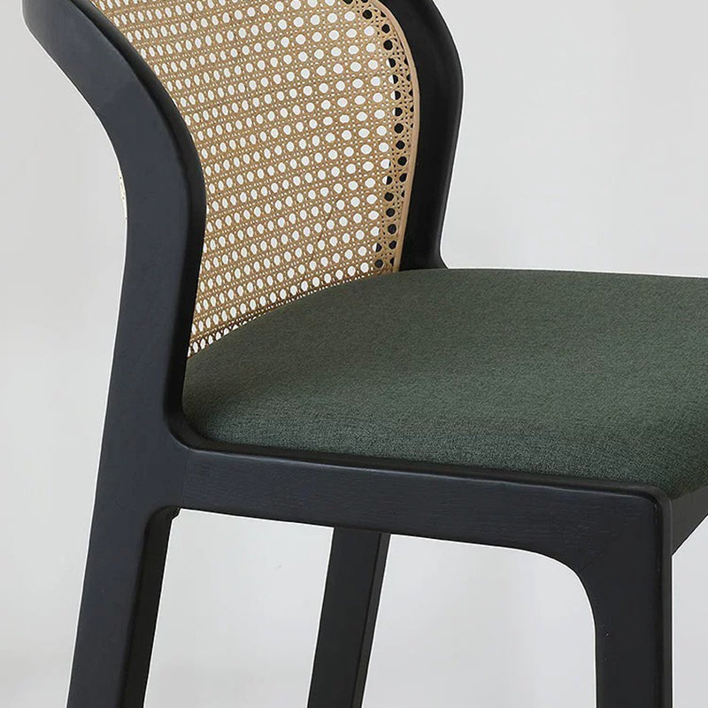 Traditioneller französischer Stoff-Holzrahmen-Barhocker mit Rückenlehne und Fußstütze für das Esszimmer 