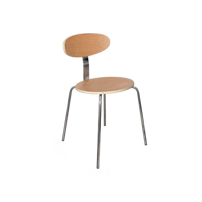 Chaise de salle à manger contemporaine en bois nordique en acier inoxydable avec dossier rond pour salle à manger 