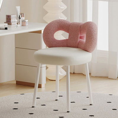 Tabouret de coiffeuse en cuir rond avec nœud papillon Art Déco moderne en fer sans dossier pour chambre 