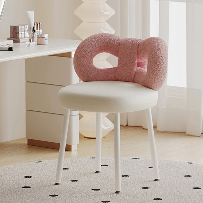 Tabouret de coiffeuse en cuir rond avec nœud papillon Art Déco moderne en fer sans dossier pour chambre 
