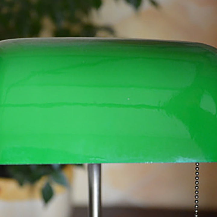 Lampe de table 1 lumière en fer avec abat-jour carré vert vintage traditionnel en verre et bois massif pour salon 