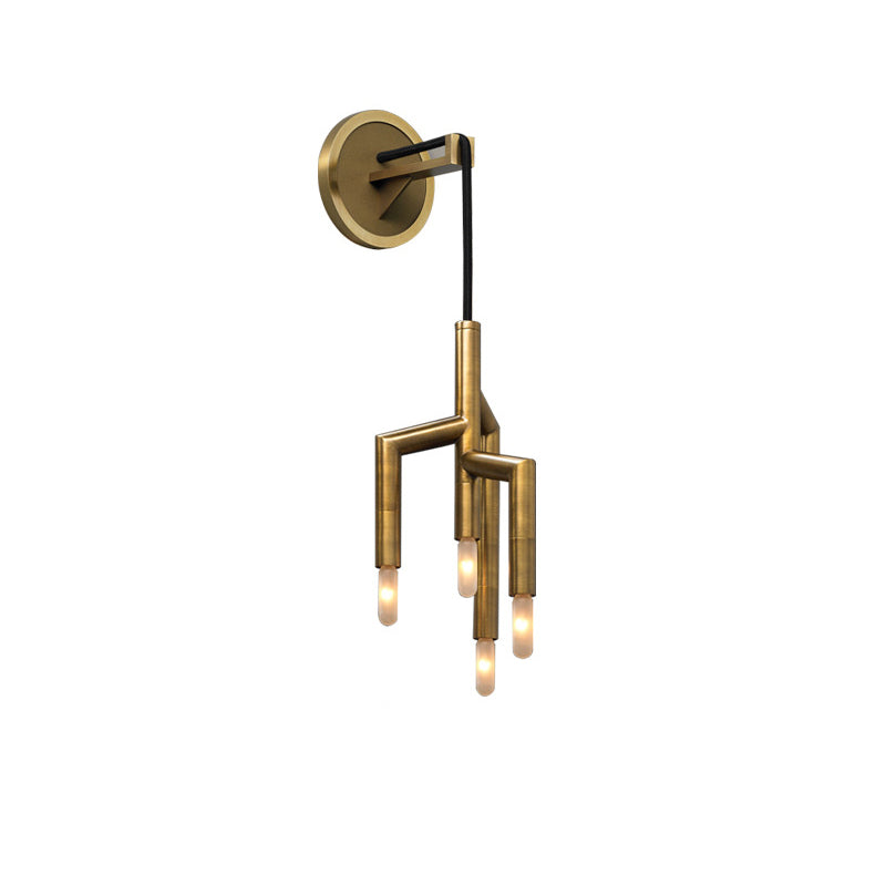 Lámpara de aplique de pared de 4 luces con colgante de tira de cobre industrial contemporánea para pasillo 