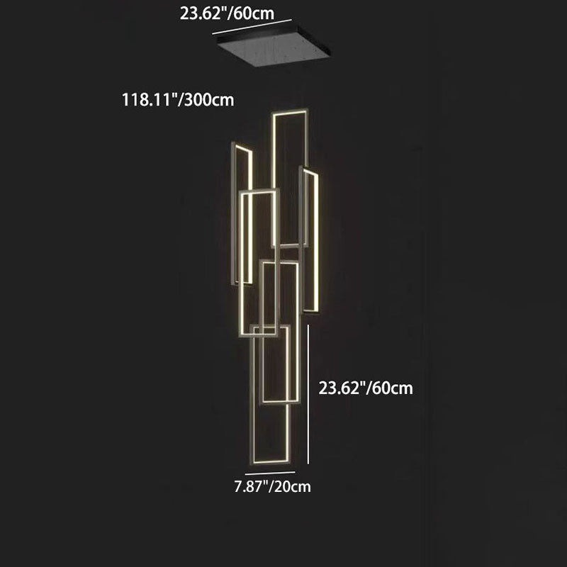 Plafonnier LED moderne minimaliste en fer, aluminium et silice rectangulaire pour escalier 
