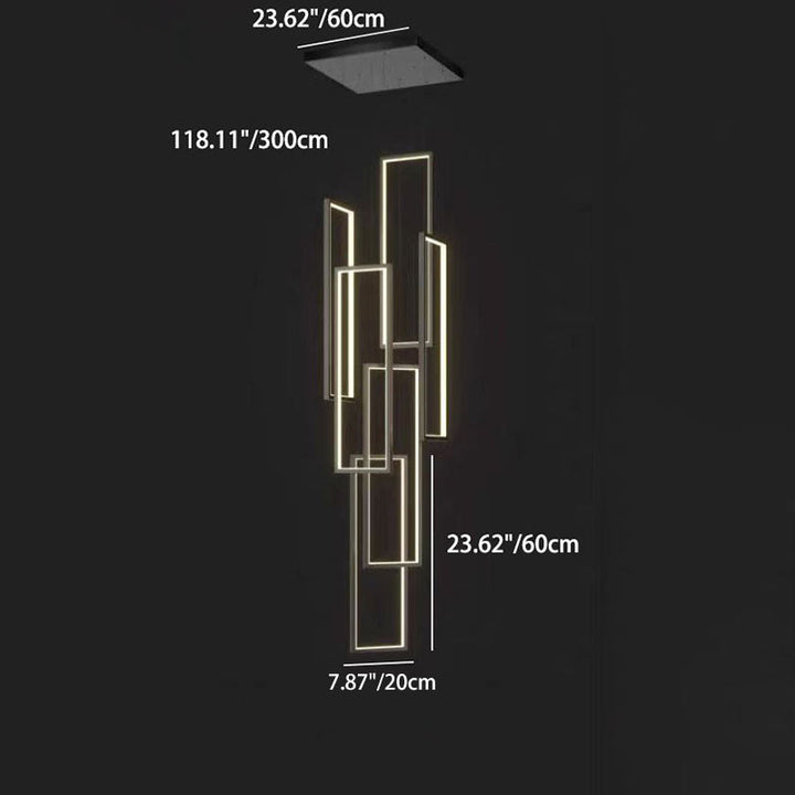 Plafonnier LED moderne minimaliste en fer, aluminium et silice rectangulaire pour escalier 