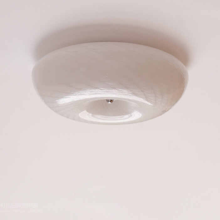 Plafonnier à LED rond en verre texturé blanc vintage nordique 