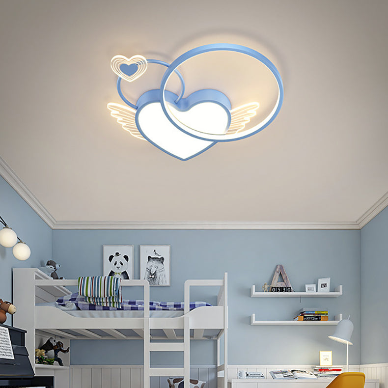 Moderne Art Deco Herz Flügel Runde Acryl Eisen LED Unterputz Deckenleuchte Für Schlafzimmer 