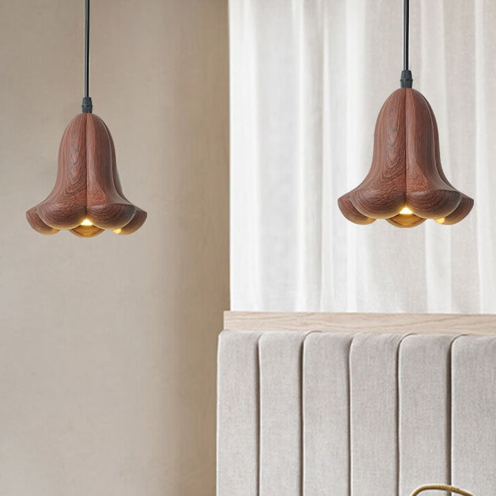 Retro Wabi-Sabi Trompetenblume Harzschirm 1-Licht Pendelleuchte 