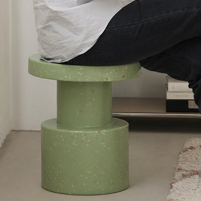Mesa Auxiliar Escandinava Contemporánea Redonda de Columna PE de 1 Nivel para Sala de Estar 