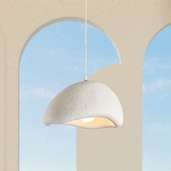Lámpara colgante de 1 luz con textura de piedra de simulación de resina japonesa tradicional para sala de estar 