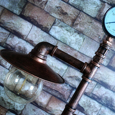 Lampe de sol industrielle Steampunk en cuivre avec tuyau d'eau à 2 lumières 