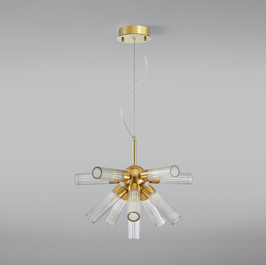 Candelabro contemporáneo creativo de cilindro de hierro acrílico de 11 luces para comedor 