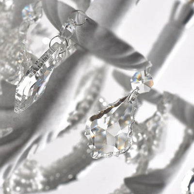 Contemporary Scandinavian Candle Iron Crystal 6-Light Chandelier For Living Room