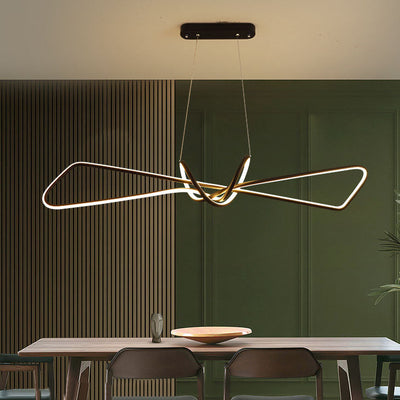 Lustre contemporain en aluminium de luxe avec bande LED en spirale pour îlot, pour salon 