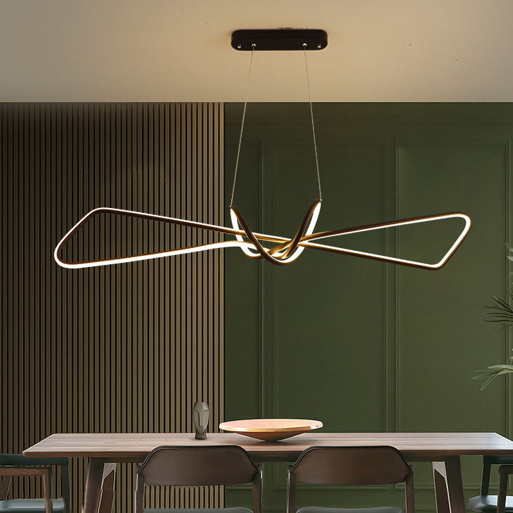 Lustre contemporain en aluminium de luxe avec bande LED en spirale pour îlot, pour salon 