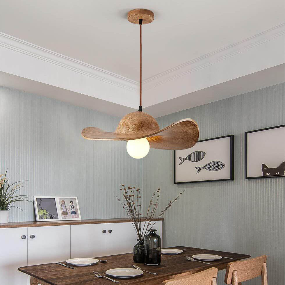 Contemporary Nordic Hat Design Resin 1-Light Pendant Light For Living Room