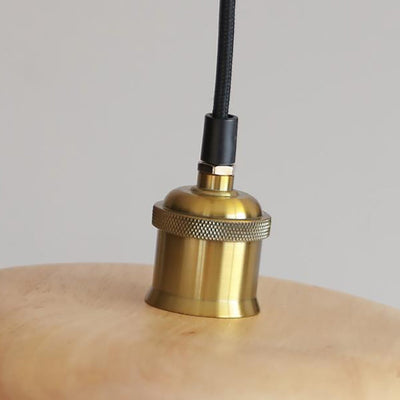 Lámpara Colgante de 1 Luz de Madera Original con Disco Metálico Japonés Tradicional para Sala de Estar 