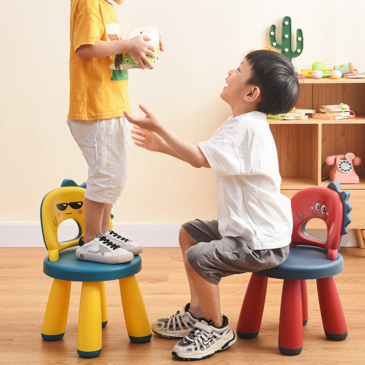 Tabouret rond en plastique pour enfants créatif contemporain avec dossier en forme de dinosaure pour le salon 