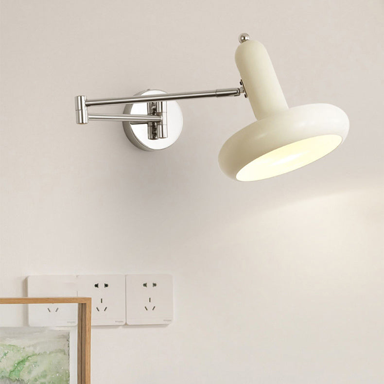 Applique murale contemporaine scandinave en fer métallique rond hémisphérique à bras réglable 1 lumière pour chevet 