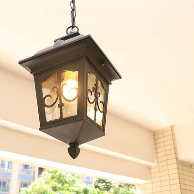 Outdoor Europäische Pfeilblume Laterne Aluminium Glas 1-Licht Wasserdichte Pendelleuchte 