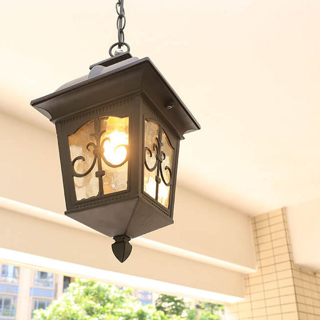 Outdoor Europäische Pfeilblume Laterne Aluminium Glas 1-Licht Wasserdichte Pendelleuchte 